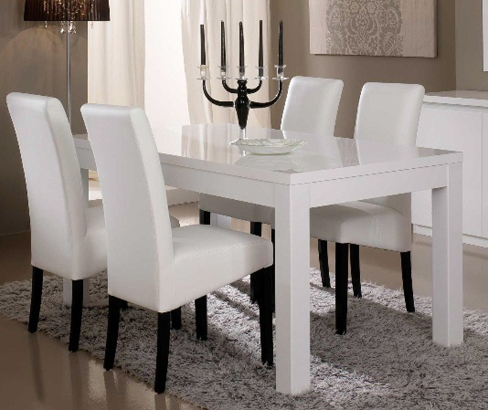 Table de repas Roma laque blanc Blanc L 160 X H 76 X P 90