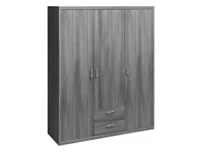 Armoire 3 Portes 2 Tiroirs Soft Plus Chene Gris