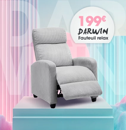 Fauteuil relax DARWIN gris clair