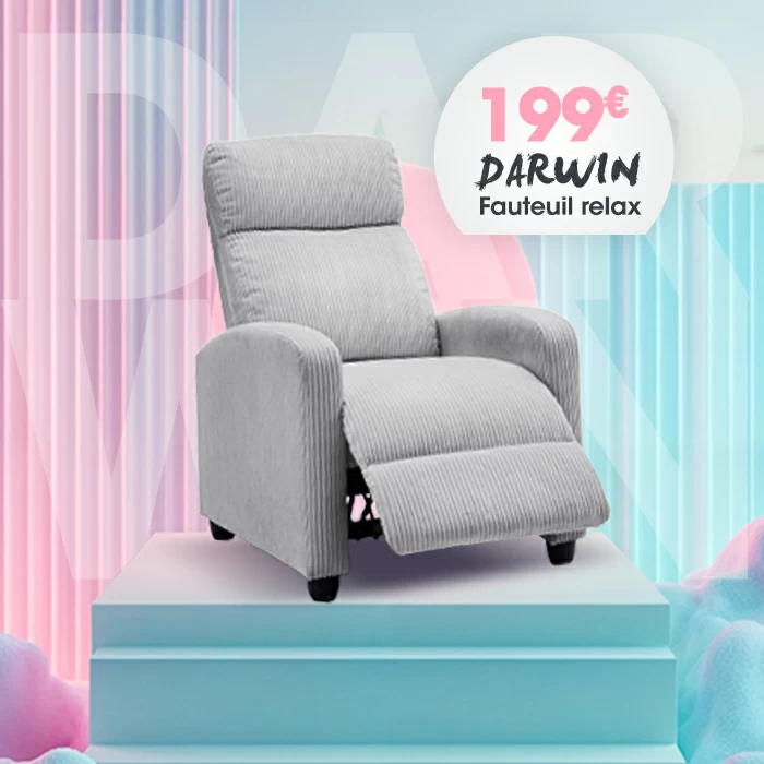 Fauteuil relax DARWIN gris clair