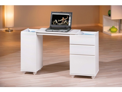 Bureau 1 Porte 3 Tiroirs Laptop Blanc