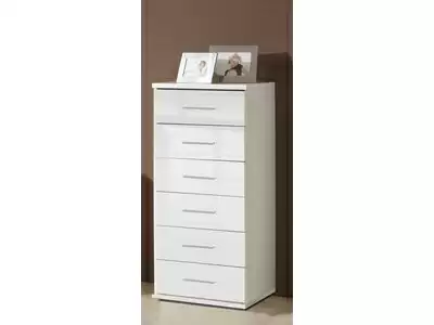 Petits meubles de chambre chiffonnier blanc laqué 6 tiroirs design tacito