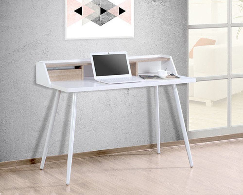 Miliboo Console Bureau Scandinave Chene Clair Et Gris Copenhague Amazon Fr Cuisine Maison