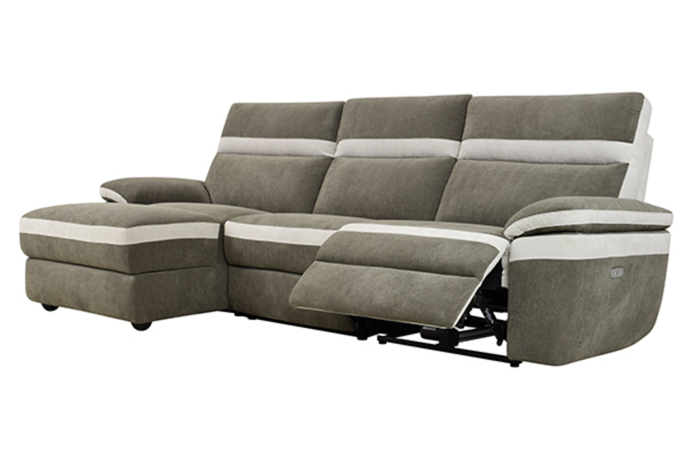 Canapé d'angle droit relax électrique avec assise coulissante en tissu  anthracite MONISO